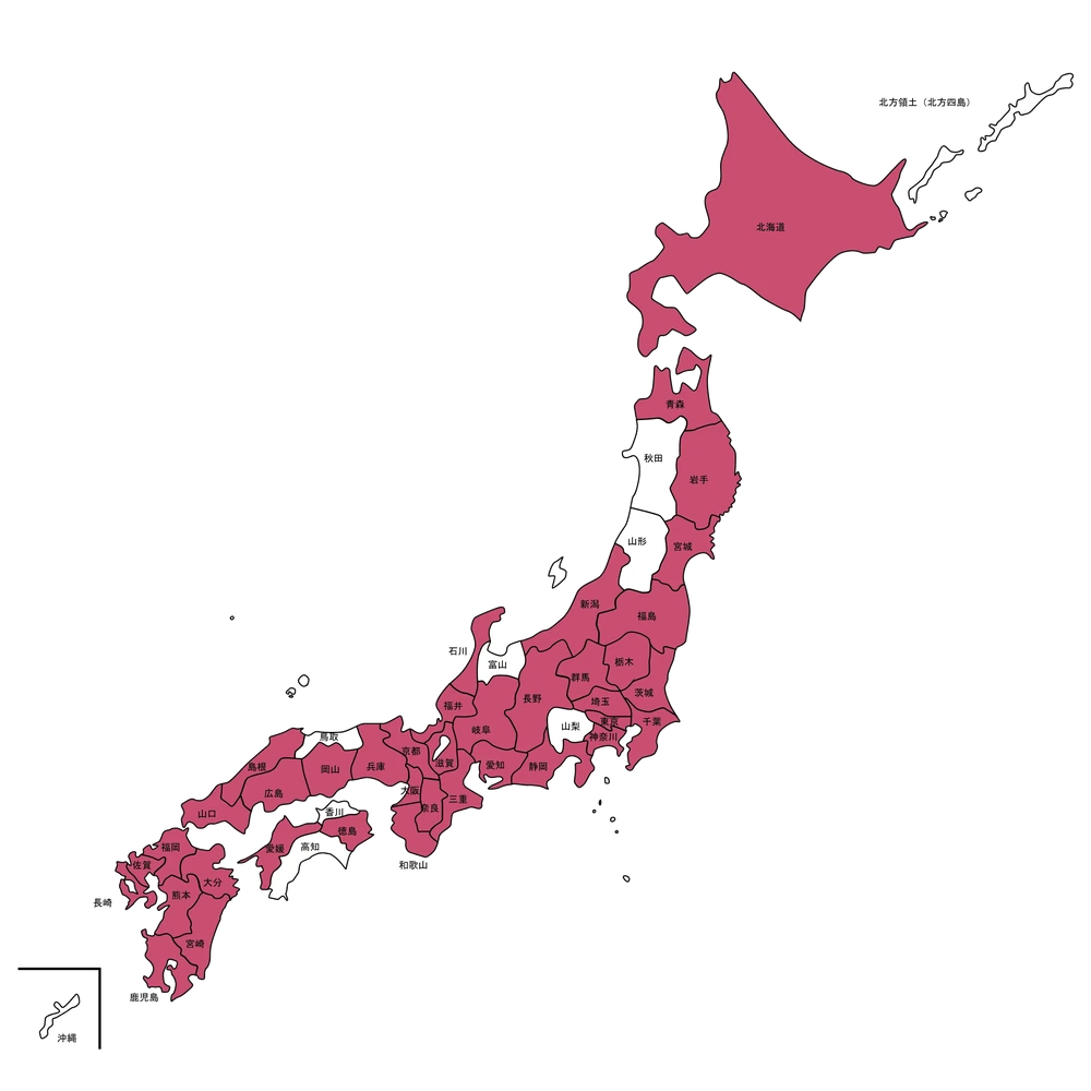 ヒロクリニックの自宅採血NIPT対応エリアマップ（全国46都道府県）