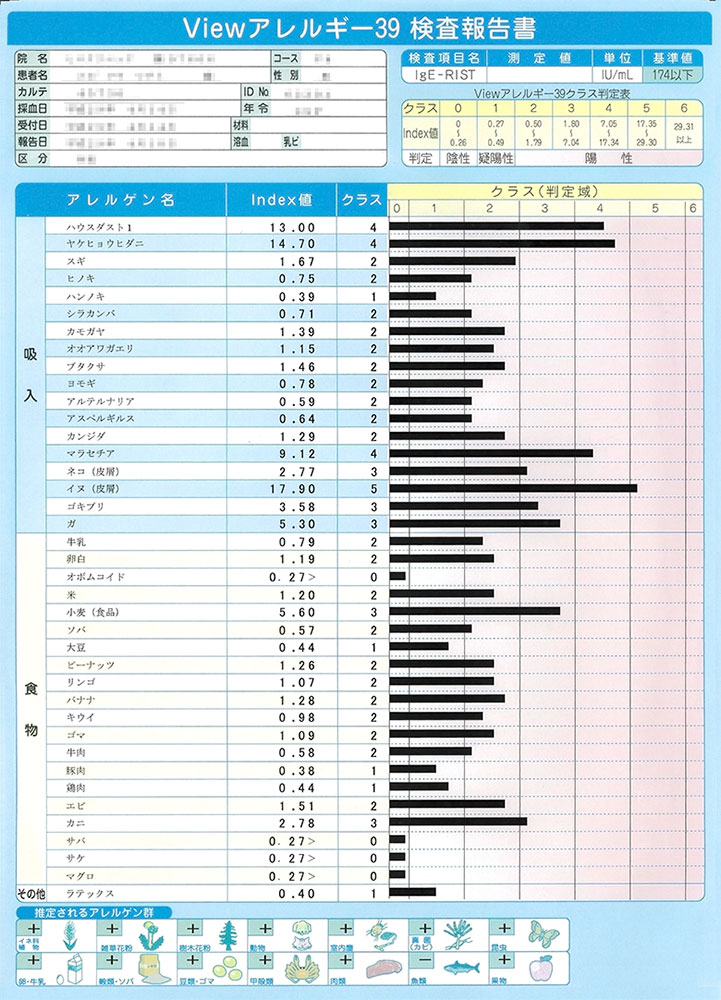 アレルギー39検査報告書