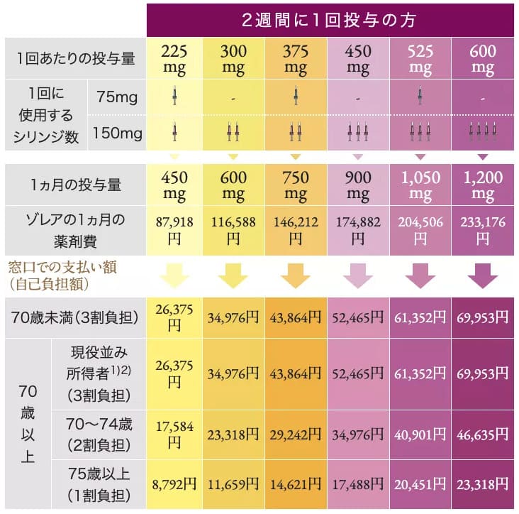 薬剤費について(2週間に1回投与の方)